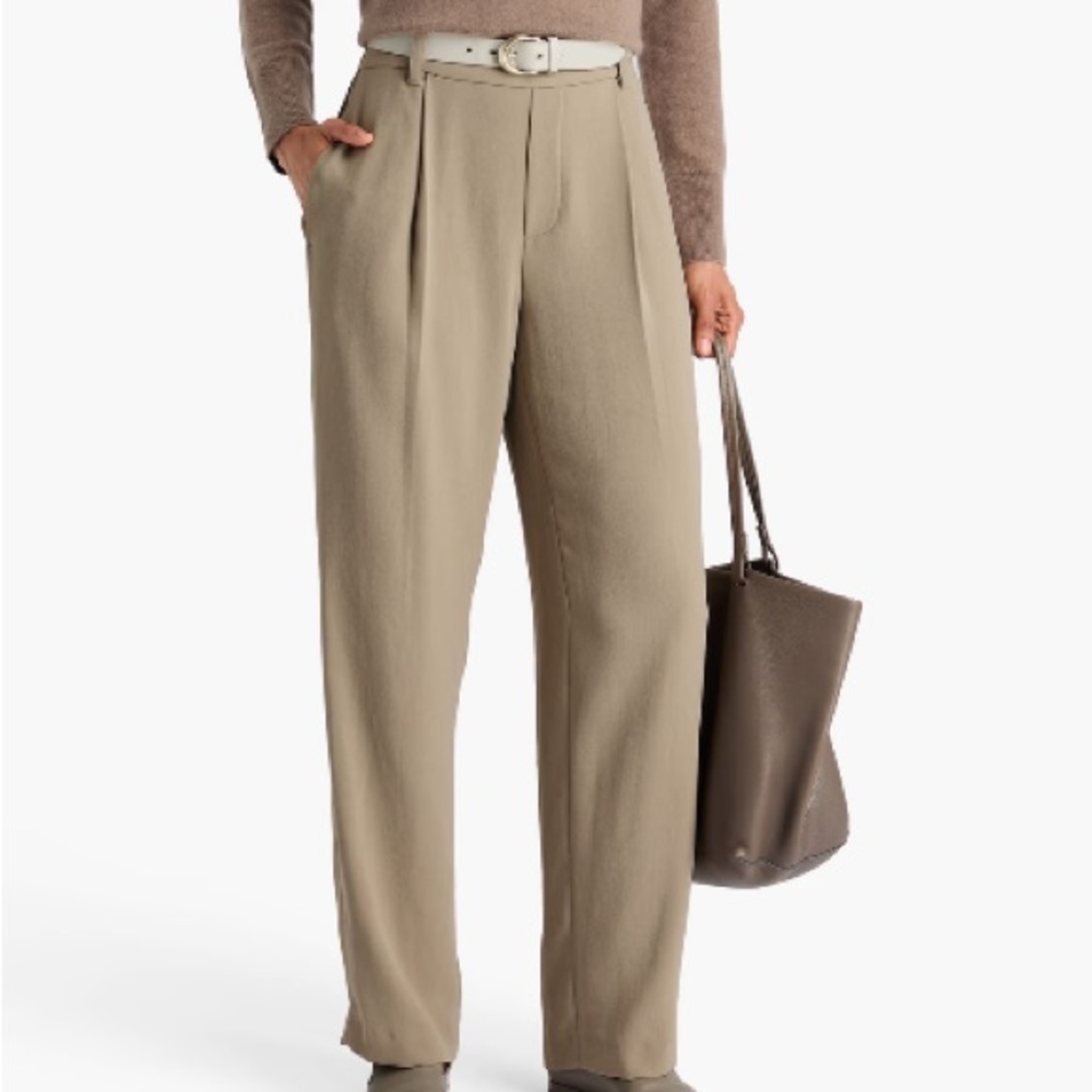 Vince Pleated Women's Trousers Pants Linen Blend XS TALL